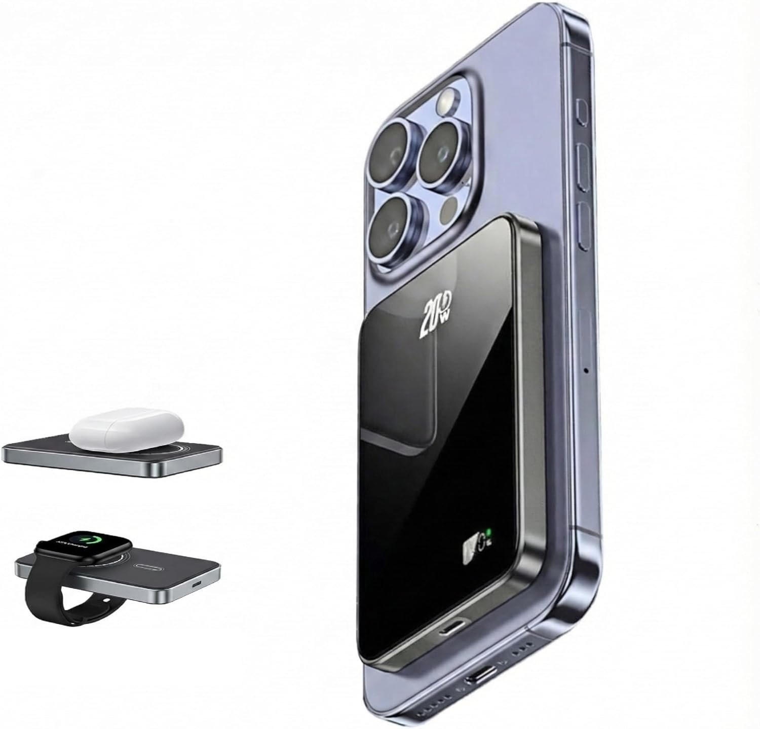 Magnetic Power Bank for iPhone 10000mAh 20W - MagSafe Portable Charger for iPhone 12-17, iWatch & AirPods