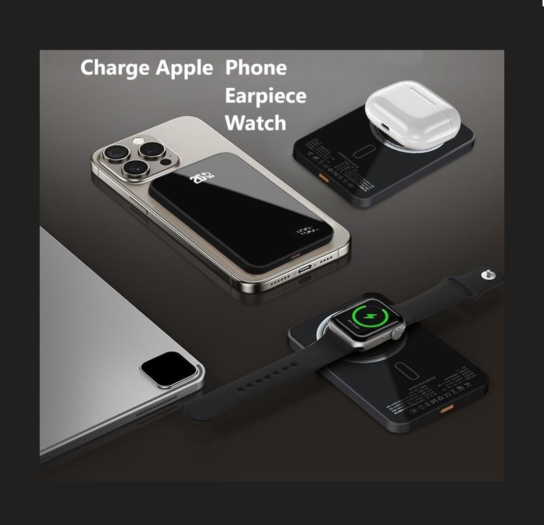 Magnetic Power Bank for iPhone 10000mAh 20W - MagSafe Portable Charger for iPhone 12-17, iWatch & AirPods