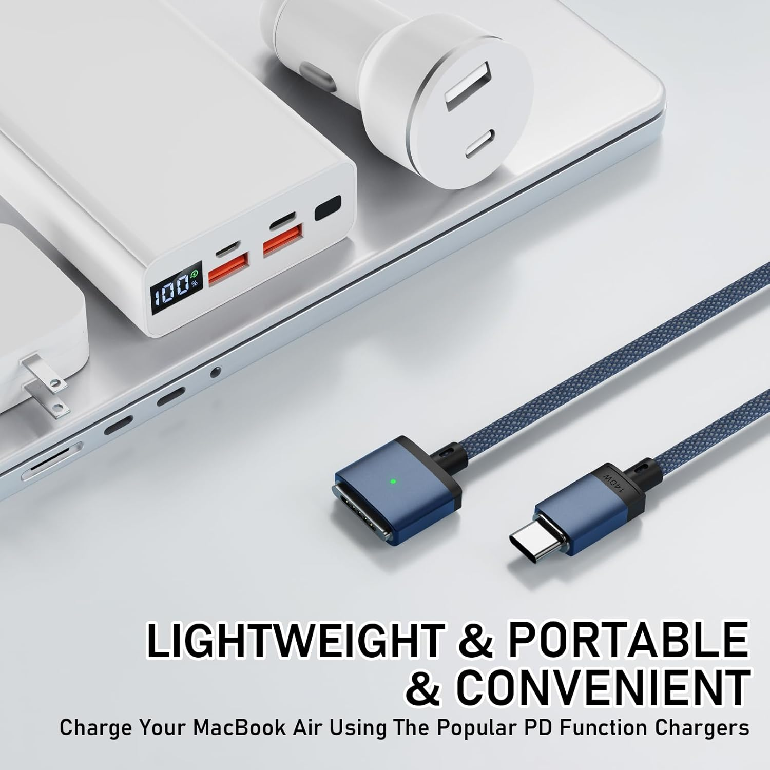 140W USB-C to MagSafe 3 Cable 6.6FT - Fast Charging Cable for MacBook Air M2/M3 & MacBook Pro M1/M2 14" 16"