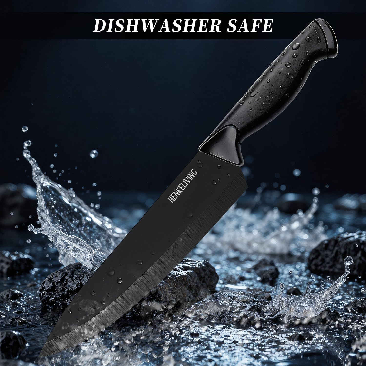 Knife Set 14-Piece with Block & Built-in Sharpener - German High Carbon Stainless Steel Kitchen Knives