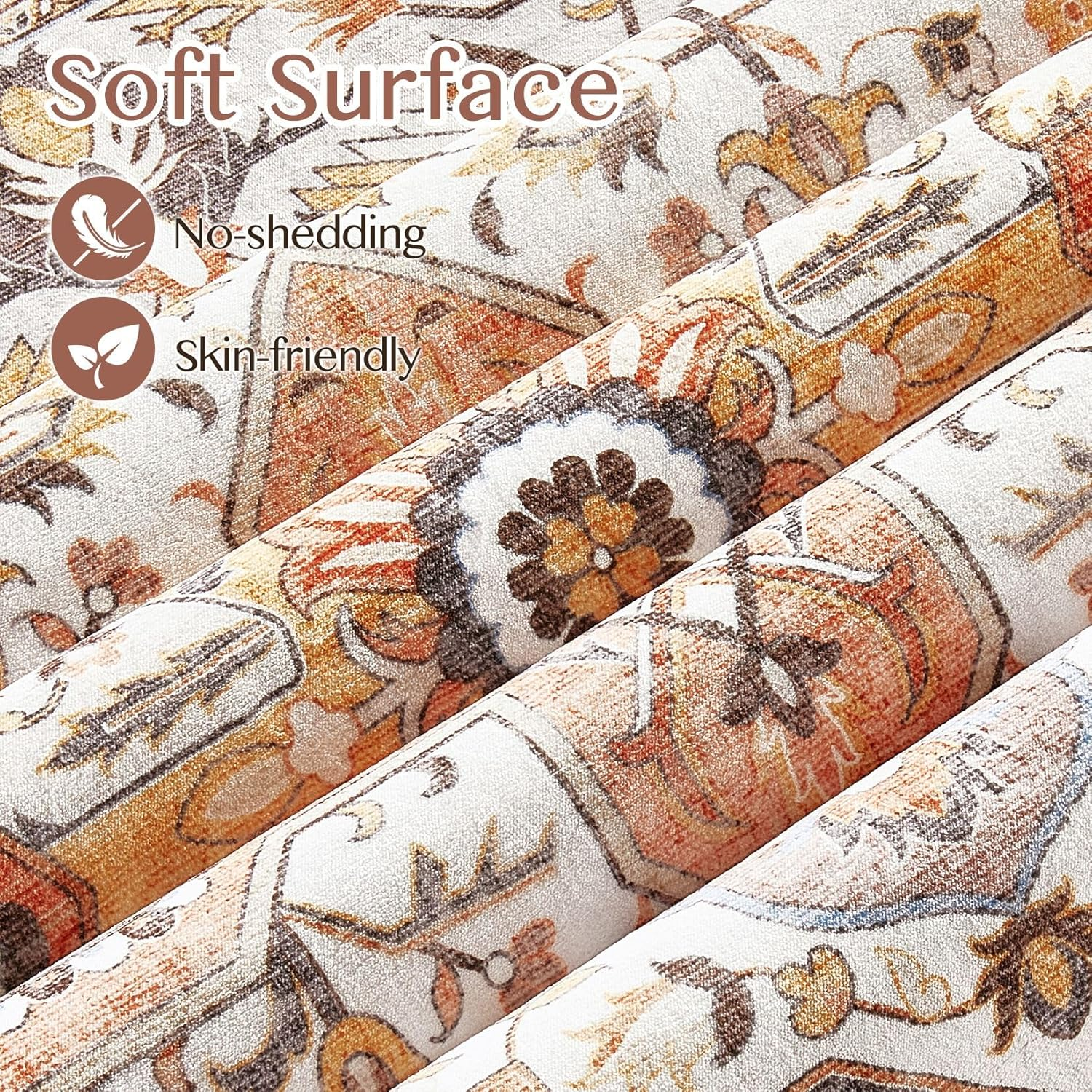 Area Rug 3x5 Washable - Vintage Oriental Distressed Farmhouse Carpet for Living Room Bedroom Dining