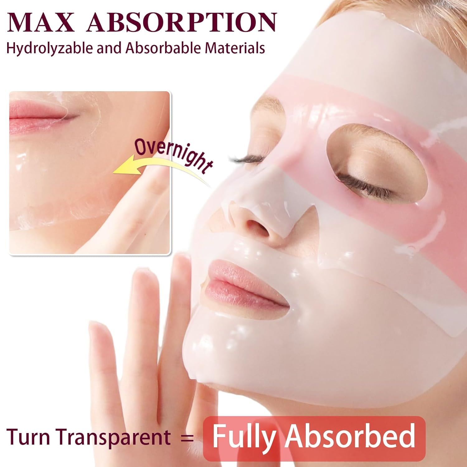 Collagen Face Mask with Ginseng & Peptides - Hydrogel Eye Care Mask for Glass Glow & Skin Lifting 37g x 4 Sheets