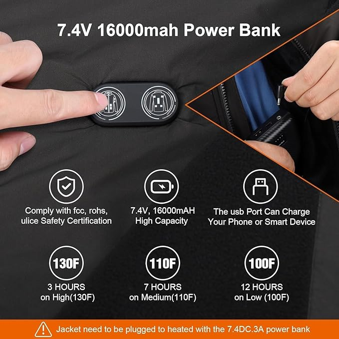 Heated Jacket Medium - Fleece Heated Coat for Men & Women 7.4V (No Battery Included)