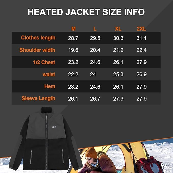 Heated Jacket Medium - Fleece Heated Coat for Men & Women 7.4V (No Battery Included)