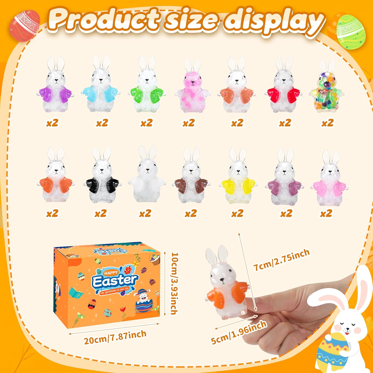 Easter Bunny Squishy Toys 28PCS - Cute Fidget Sensory Toys for Kids & Adults, Easter Basket Stuffers, Egg Hunt Prizes & Classroom Party Favors