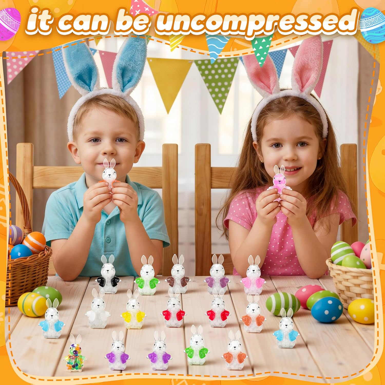 Easter Bunny Squishy Toys 28PCS - Cute Fidget Sensory Toys for Kids & Adults, Easter Basket Stuffers, Egg Hunt Prizes & Classroom Party Favors