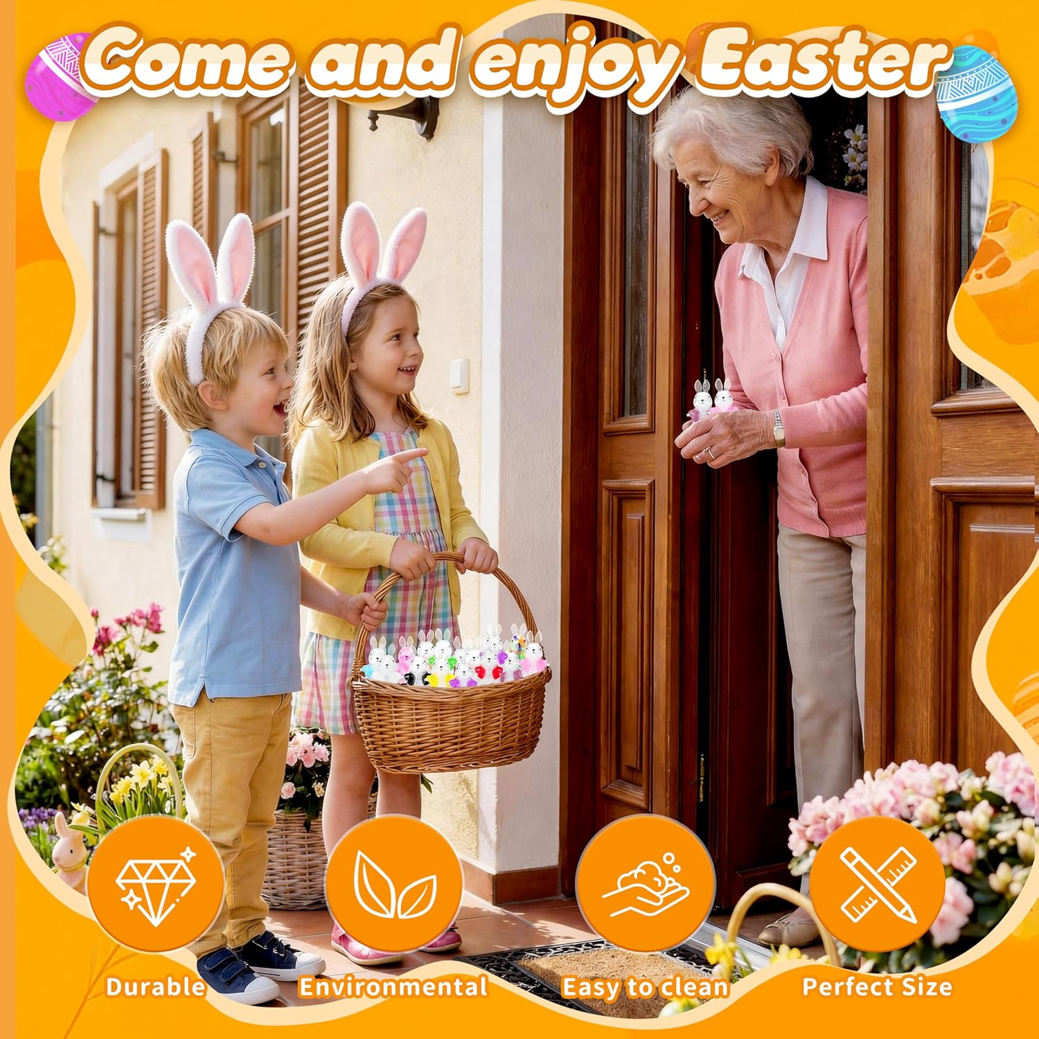 Easter Bunny Squishy Toys 28PCS - Cute Fidget Sensory Toys for Kids & Adults, Easter Basket Stuffers, Egg Hunt Prizes & Classroom Party Favors