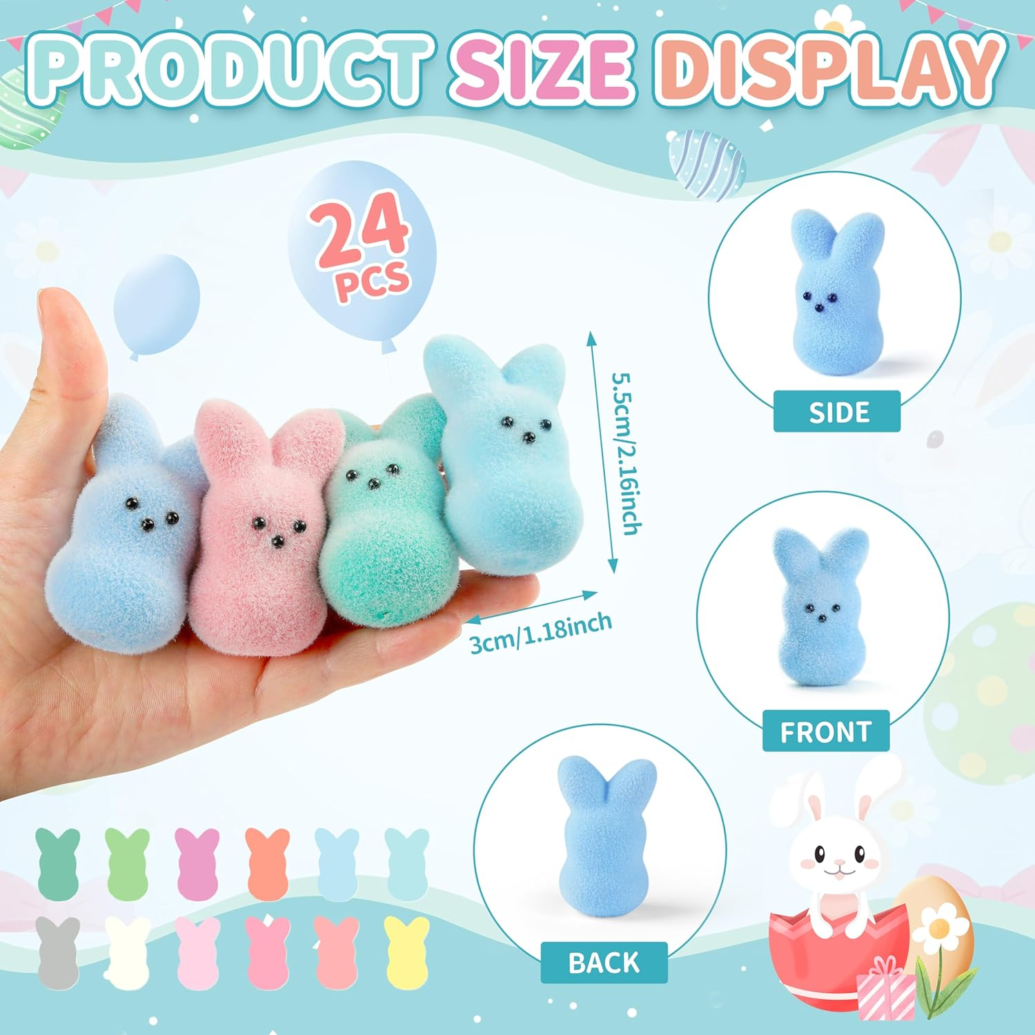 Easter Bunny Figurines 12PCS - Realistic Bunny Toys for Easter Basket Stuffers, Egg Fillers, Party Decorations & Kids Gifts