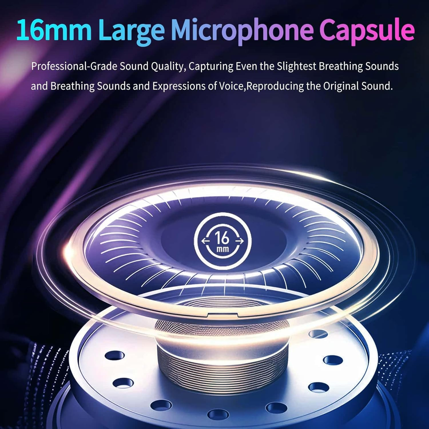 USB Gaming Condenser Microphone 192kHz/24Bit - PC Desktop Mic with Noise Cancellation, RGB Lighting, Quick Mute for Streaming, Podcast, Recording (Black)