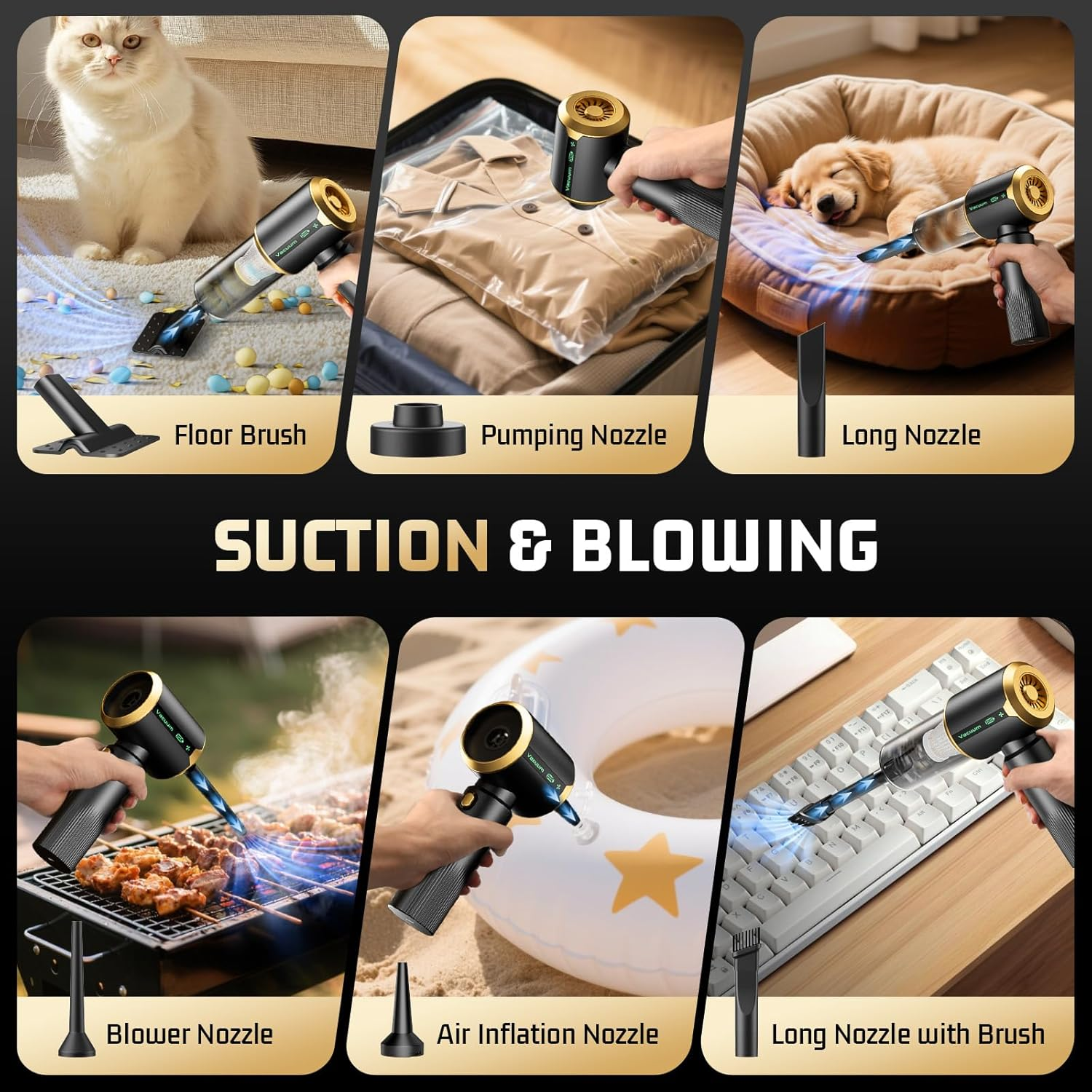 Car Handheld Vacuum Cordless 16000Pa - Ultra-Strong Suction Car Vacuum Cleaner with Brushless Motor & HEPA Filter, Lightweight Design for Drivers & Office