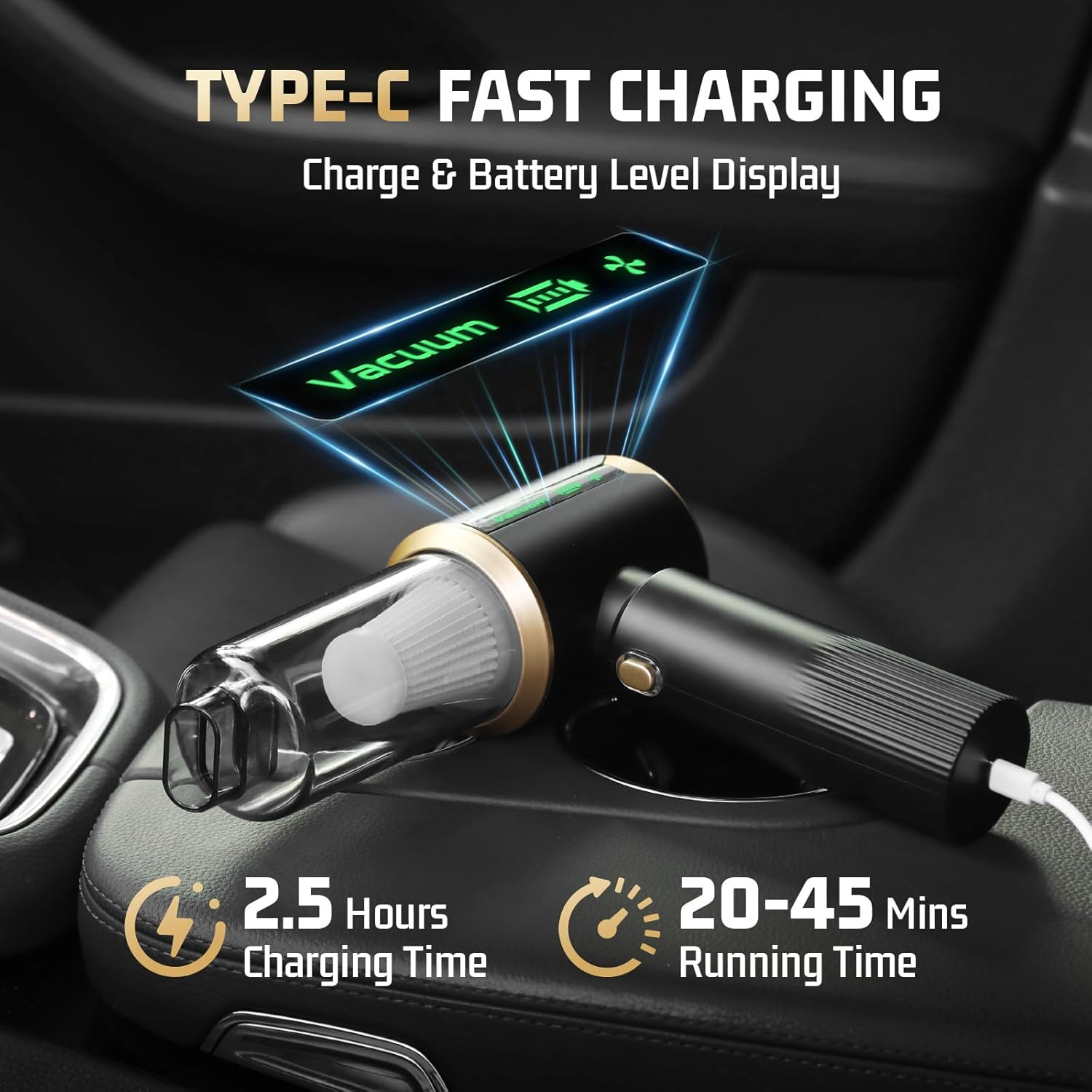 Car Handheld Vacuum Cordless 16000Pa - Ultra-Strong Suction Car Vacuum Cleaner with Brushless Motor & HEPA Filter, Lightweight Design for Drivers & Office