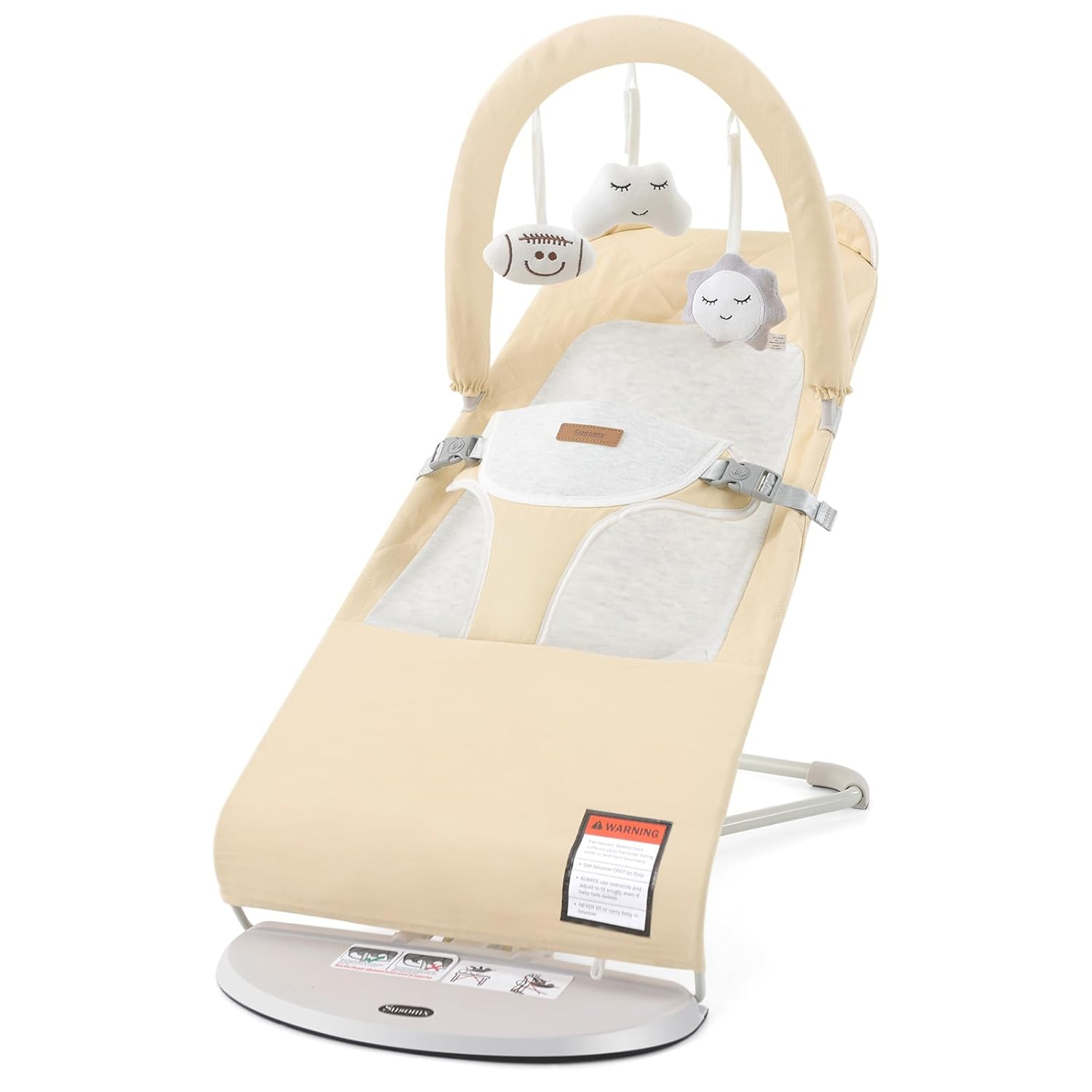 Baby Bouncer - Foldable Infant Bouncer Seat with 3 Adjustable Heights for 0-18 Months