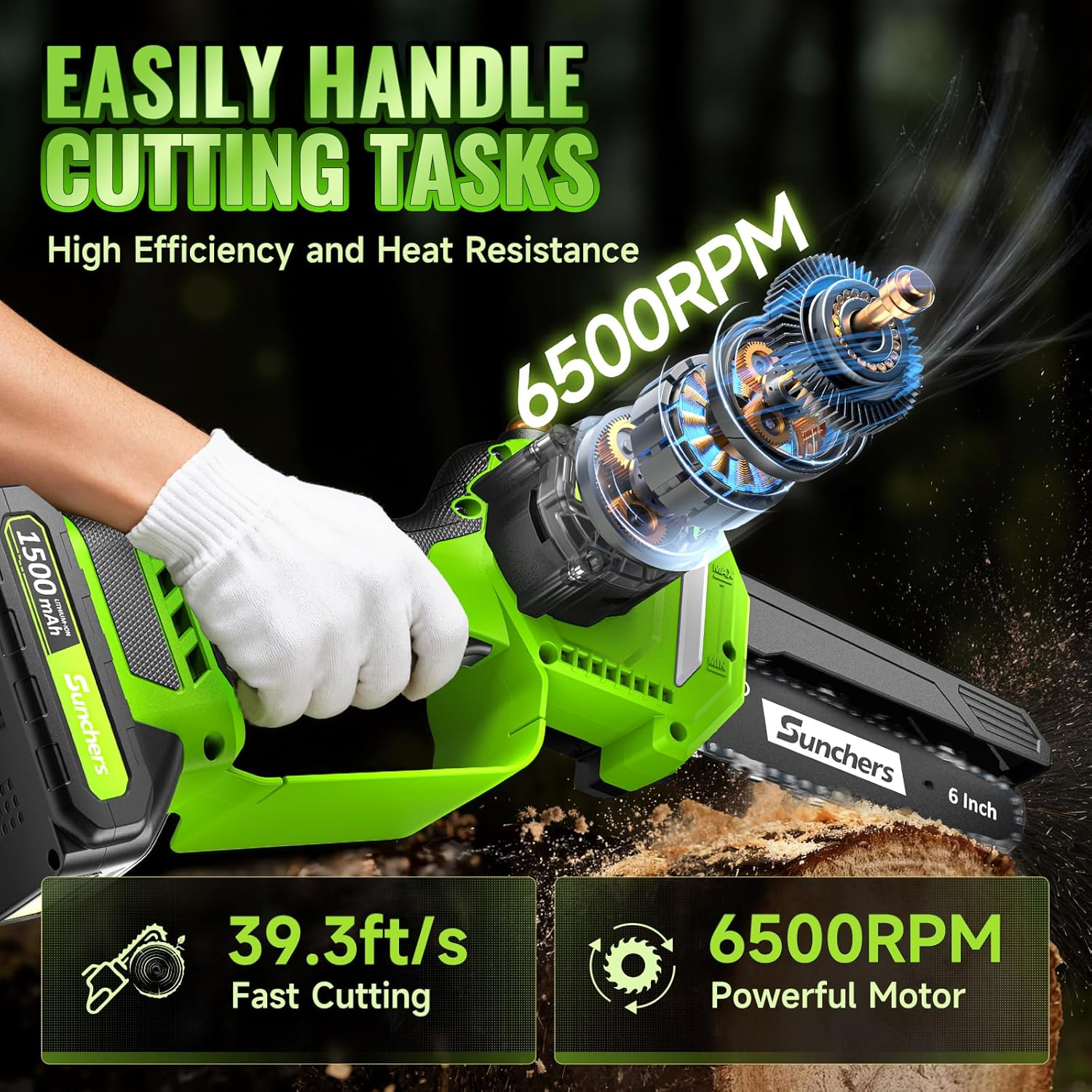 Mini Chainsaw Cordless - 6 Inch Electric Chainsaw with Auto Oiler & 2 Batteries