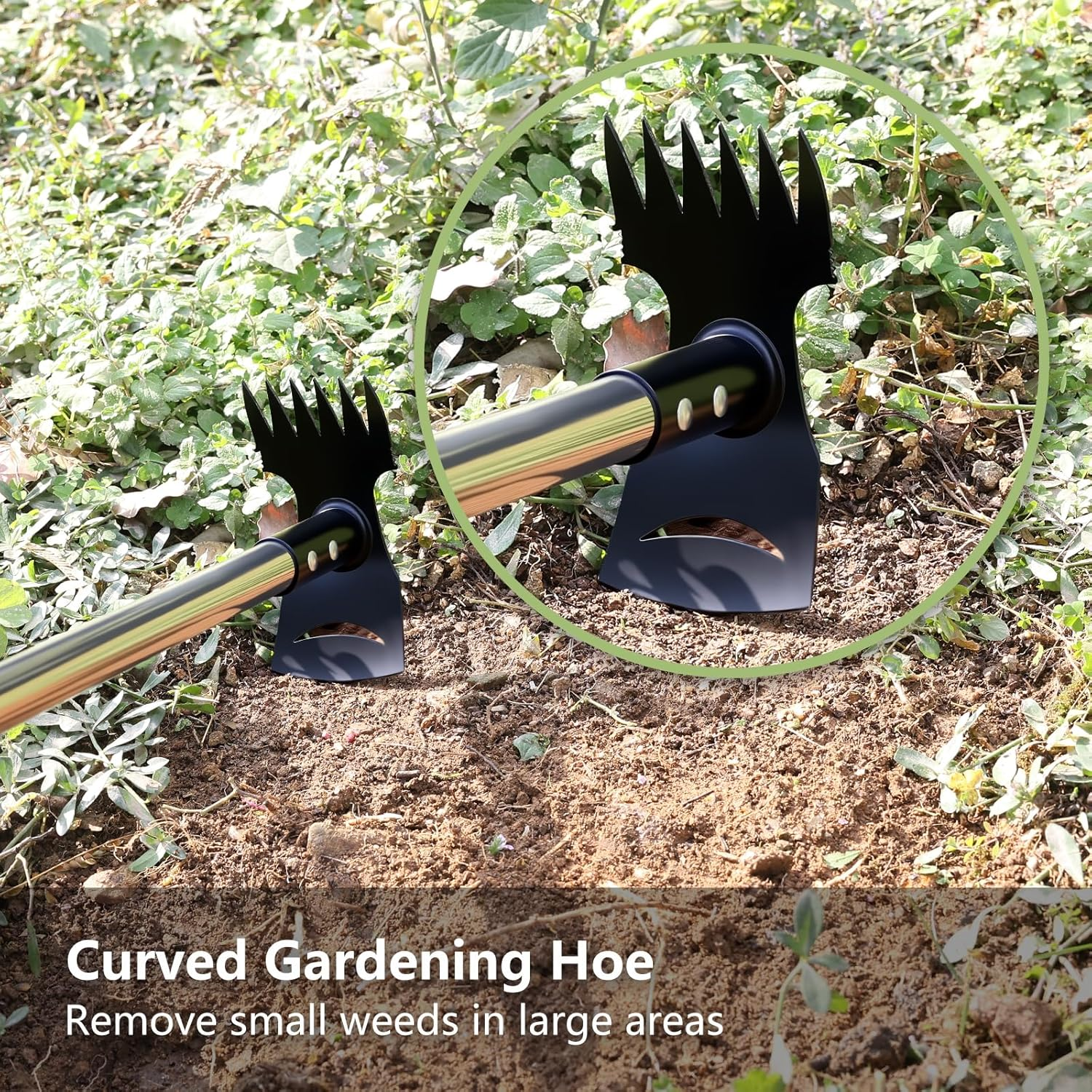 Weed Puller Tool with Long Handle (58IN) - 2-in-1 Weeder Rake & Garden Hoe Combo