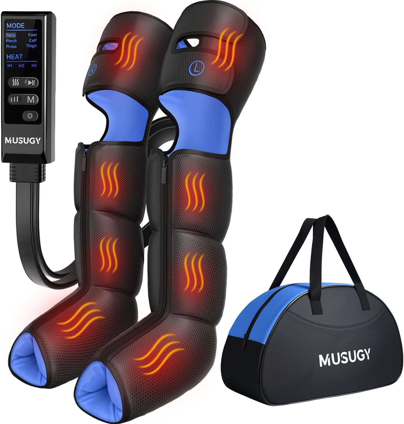 Leg Massager with Heat and Compression - Sequential Compression Boots with 6 Modes & 9 Intensity