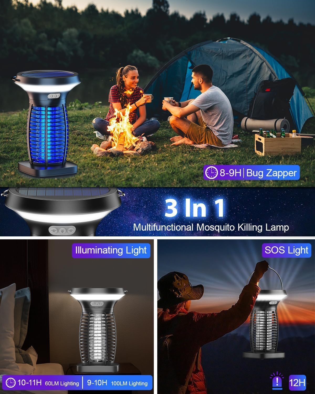 Solar Bug Zapper Outdoor Waterproof