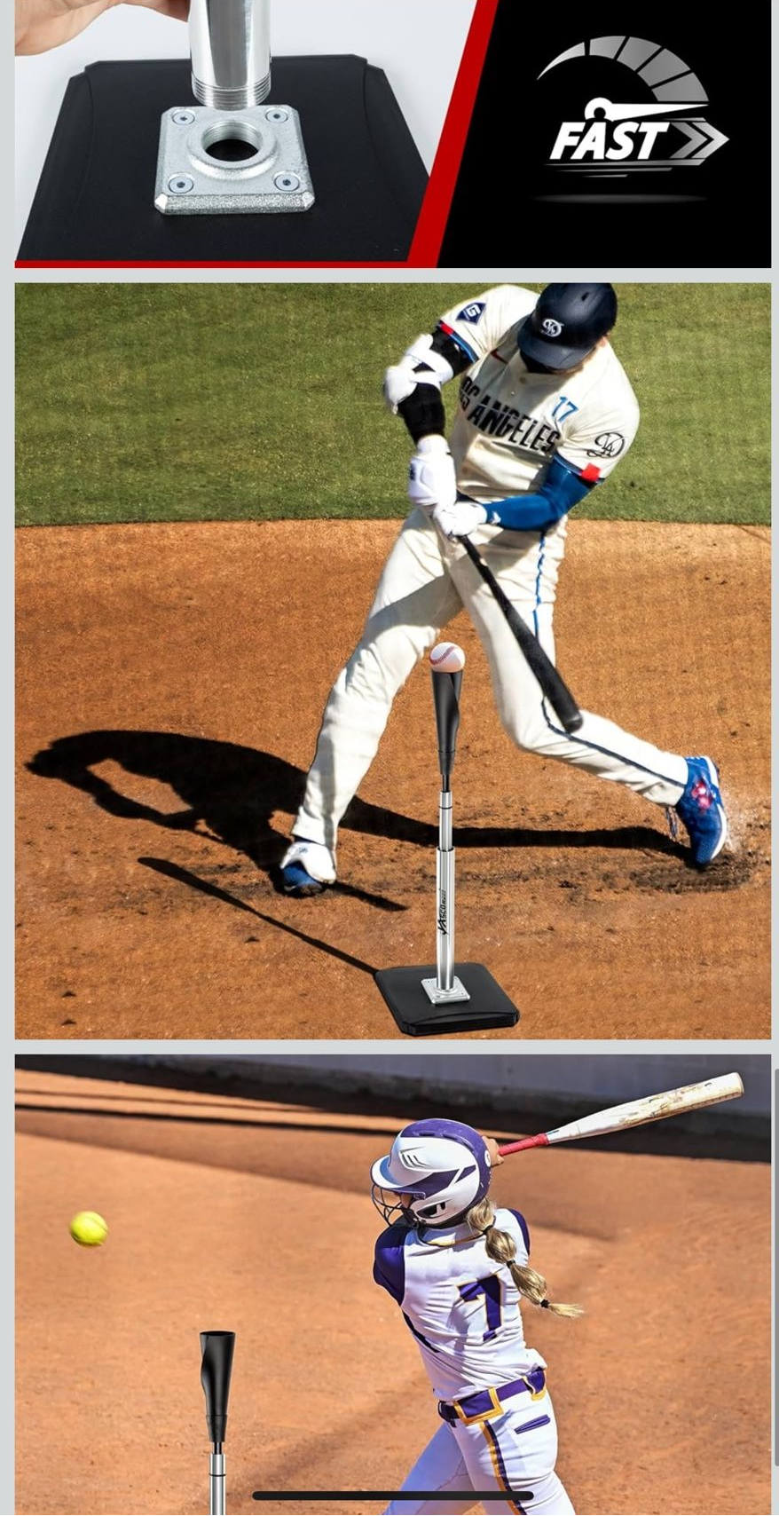 Portable Batting Tee Baseball Softball Height Adjustable