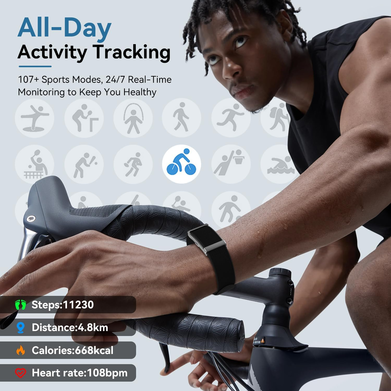 Smart Bracelet Fitness Tracker Heart Rate Sleep Tracking