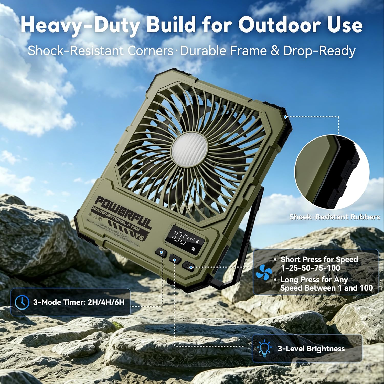 Portable Camping Fan 20000mAh Foldable LED Power Bank