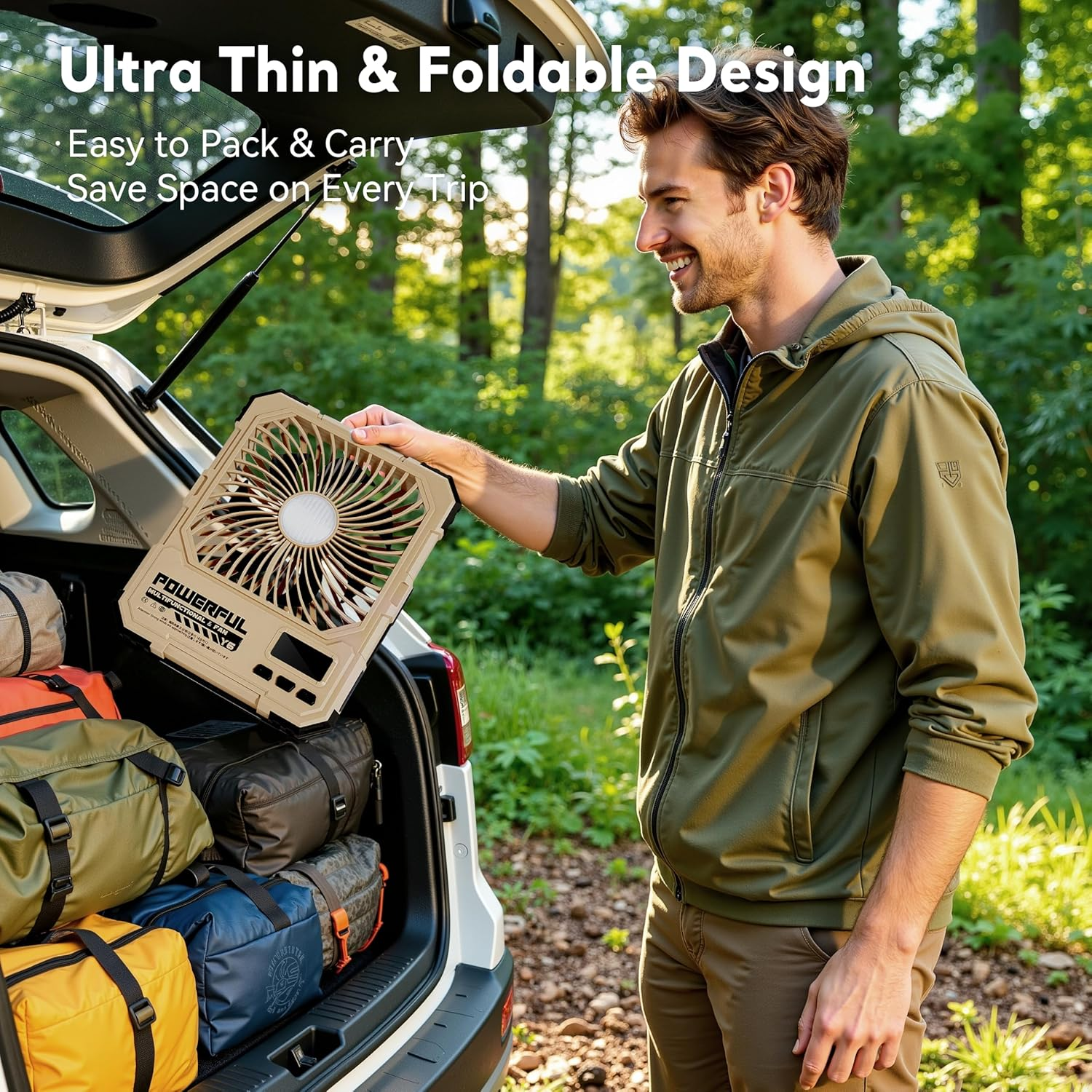 Portable Camping Fan 20000mAh Foldable LED Power Bank