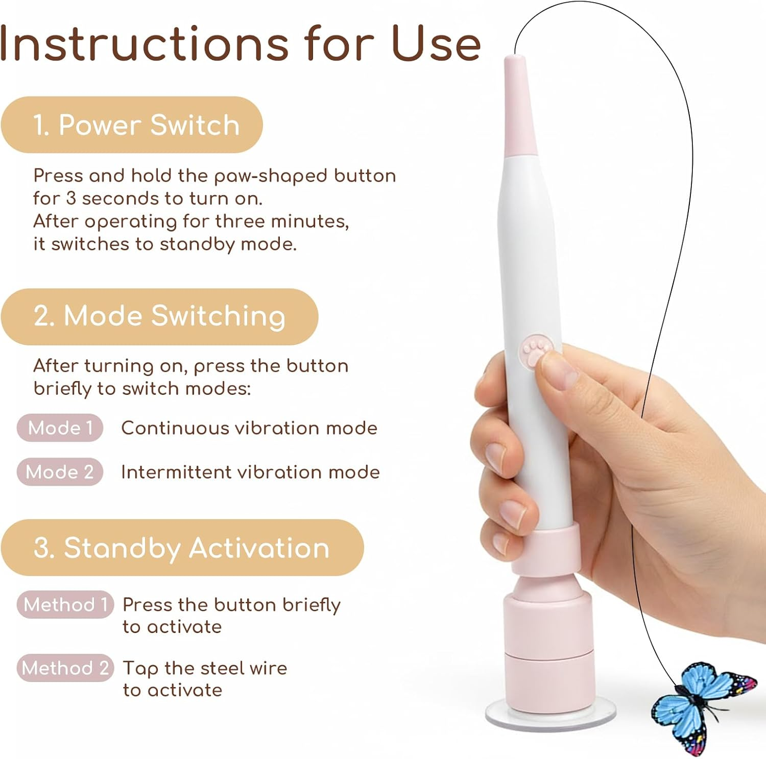 Rechargeable Automatic Cat Toy Butterfly Feather Suction