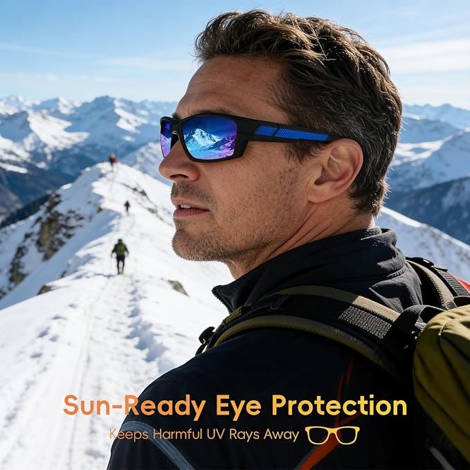 Polarized Sports Sunglasses Men TR90 UV Protection Wrap