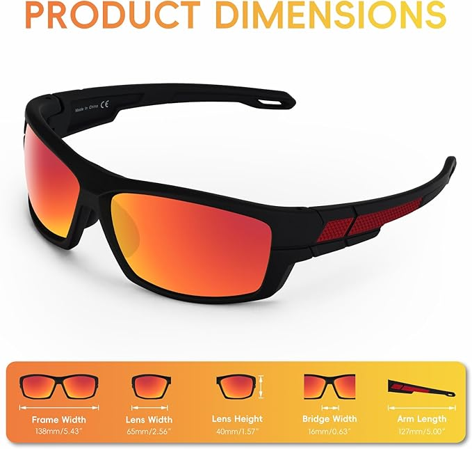 Polarized Sports Sunglasses Men TR90 UV Protection Wrap
