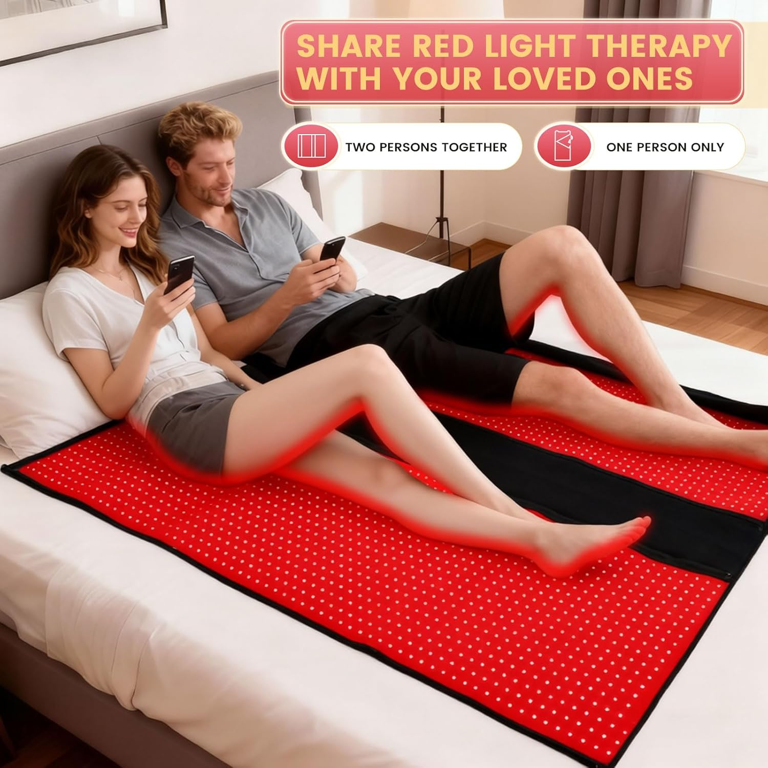 Red Light Therapy Mat 71x32 Full Body 2520 LEDs 660nm 850nm