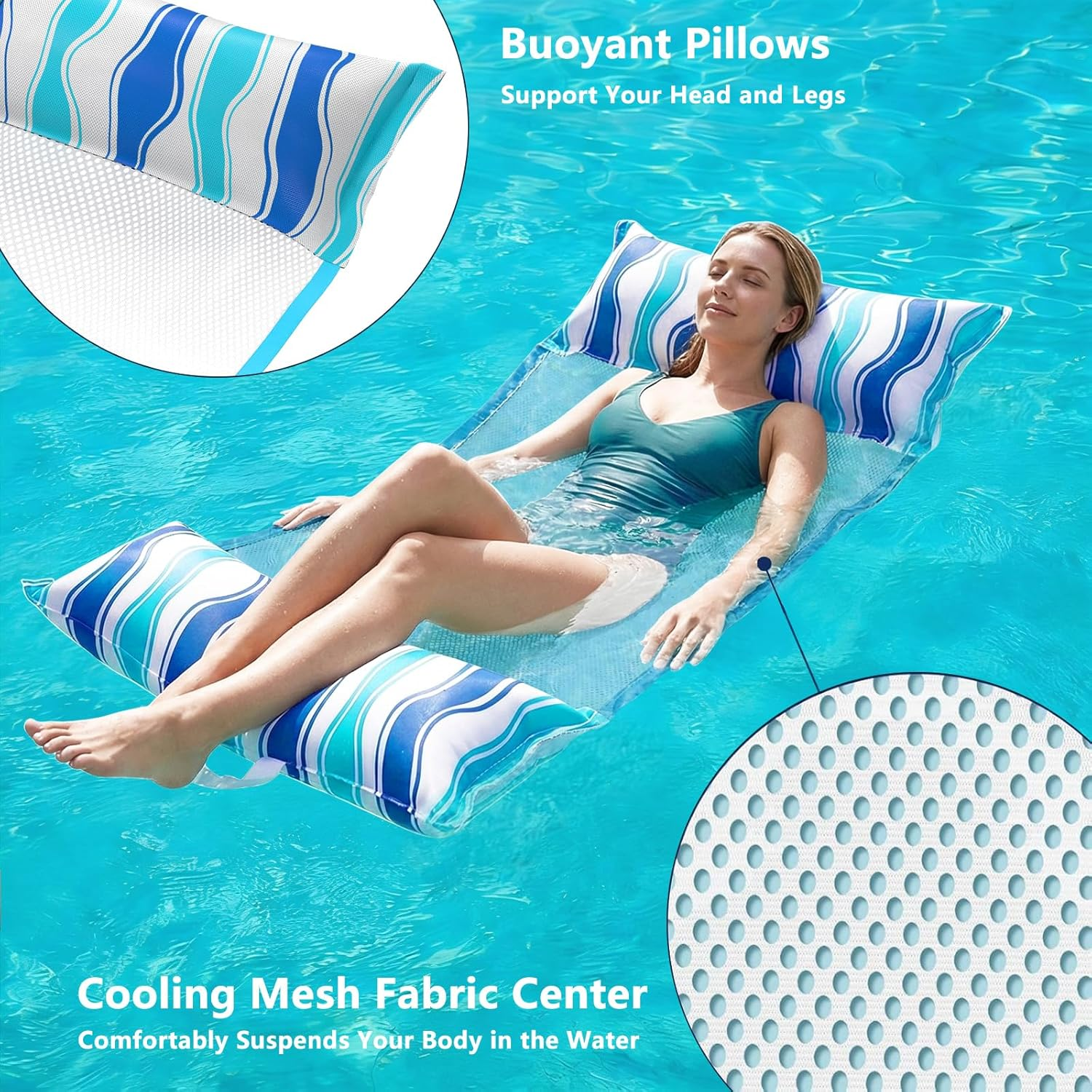 Jasonwell Pool Float Hammock Chair 2-Pack Floating Table