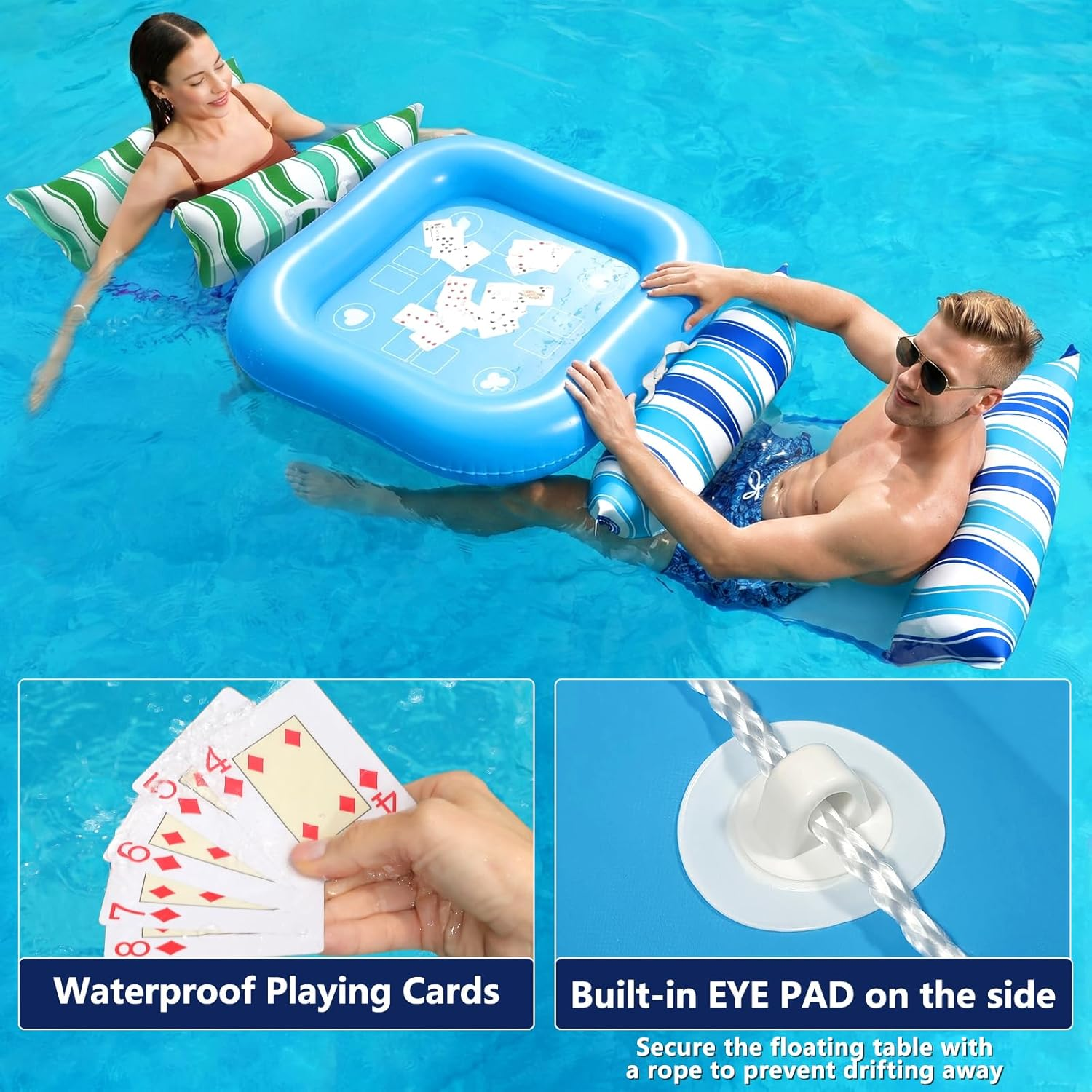 Jasonwell Pool Float Hammock Chair 2-Pack Floating Table