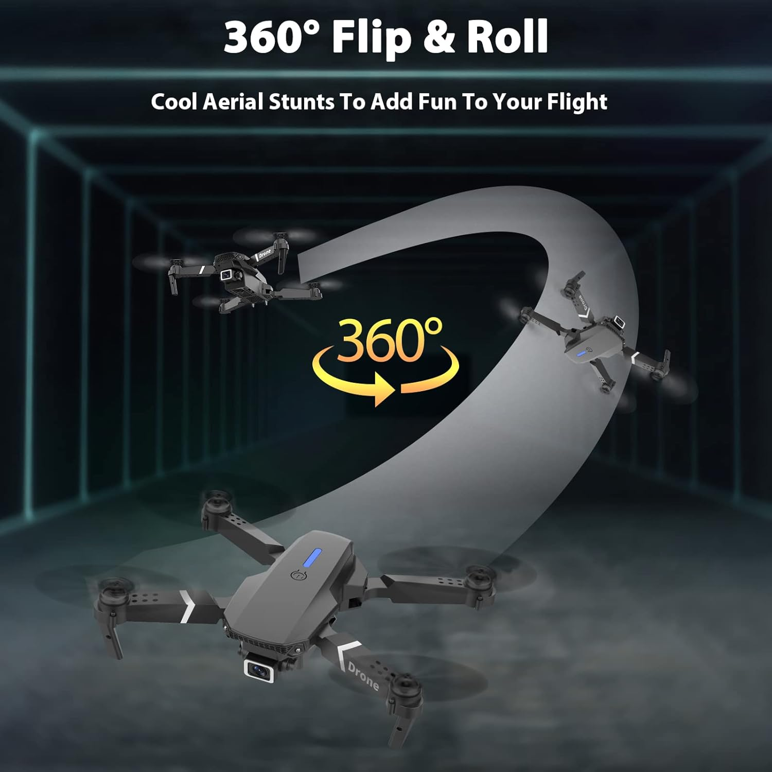 Drone 1080P Camera FPV Foldable 2 Batteries Carrying Case