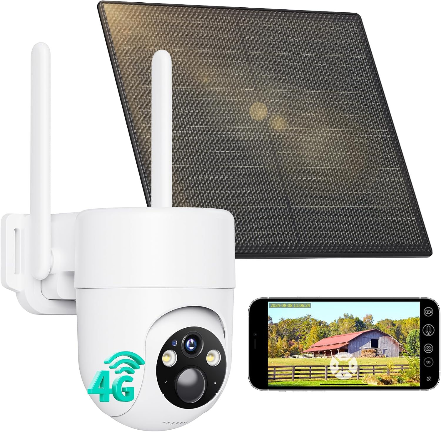 4G Solar Security Camera - Wireless PTZ 355° Pan 100° Tilt with Built-in SIM & 7-Day Free Data Trial