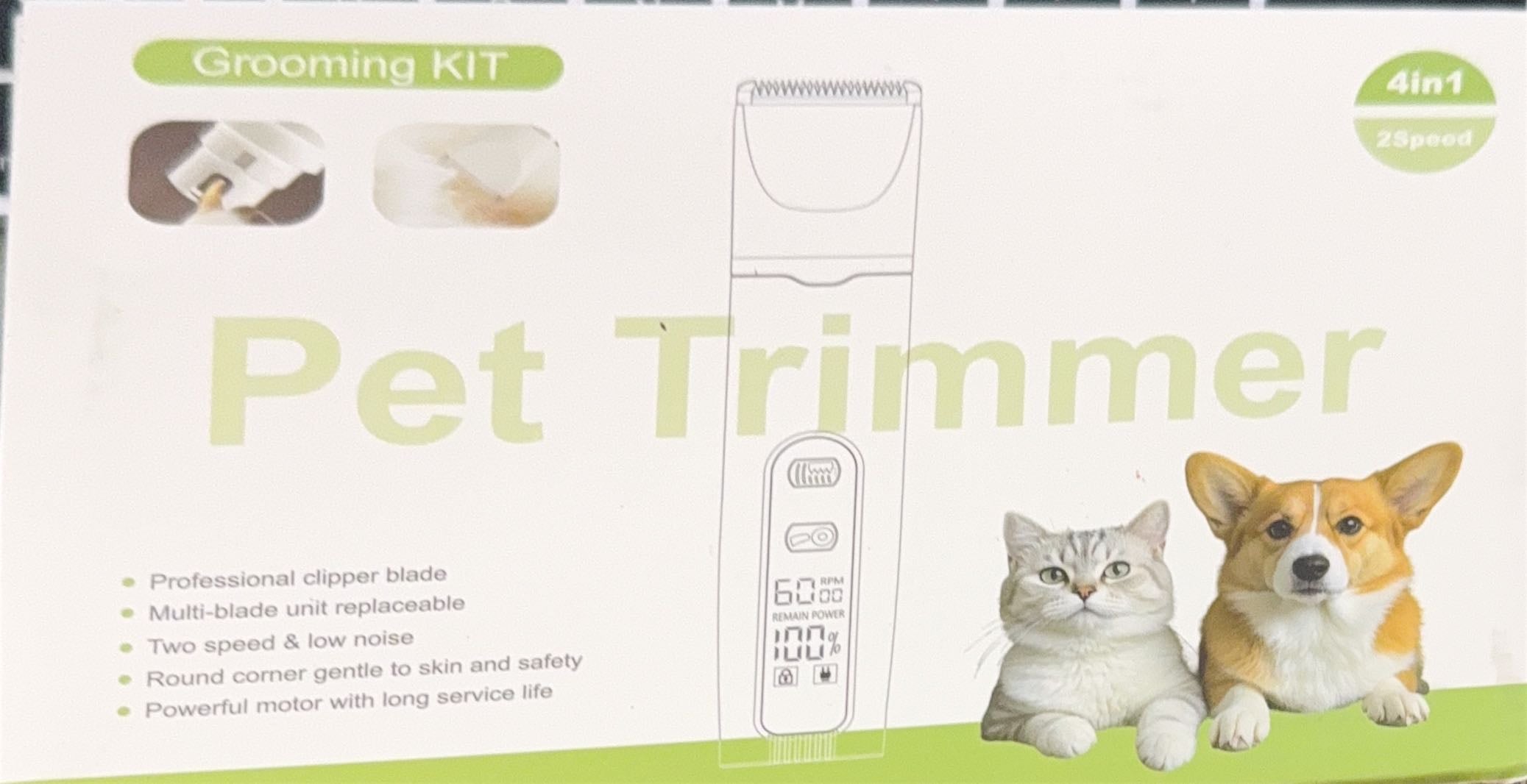 4 in 1 Pet Grooming Trimmer - 2 Speed Professional Dog Clippers for Grooming, Rechargeable Cordless Pet Hair Trimmer