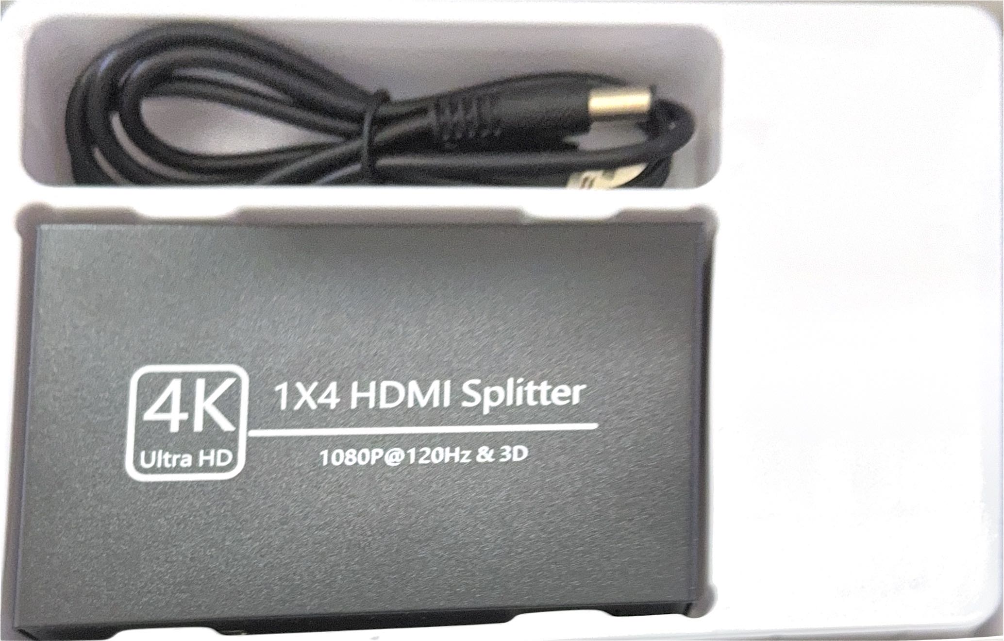 1x4 HDMI Splitter 4K Ultra HD 1080P 120Hz 3D Power Adapter