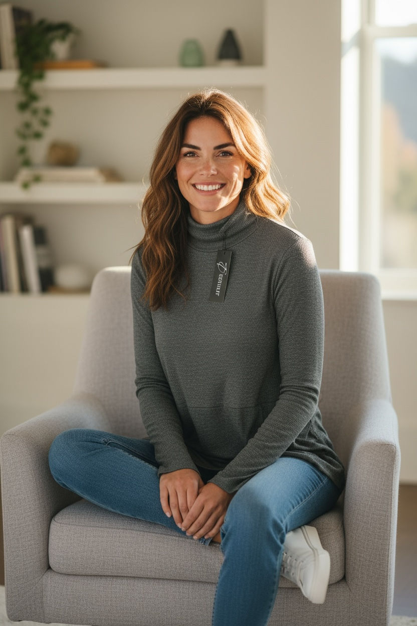 Women's Lightweight Knit Turtleneck Sweater - Long Sleeve Fitted Pullover