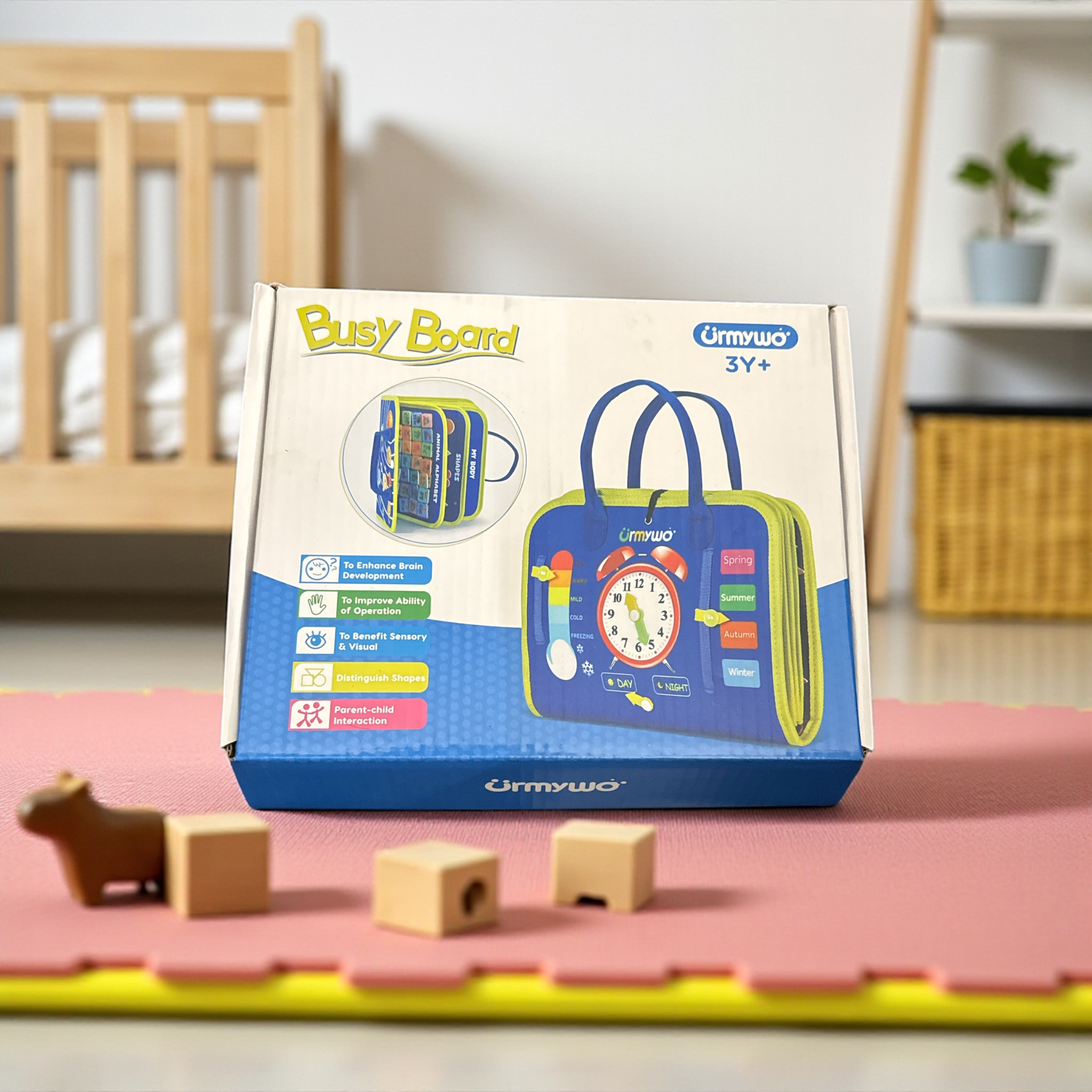 Busy Board Montessori Toy for Toddlers 1-4 Years - Fine Motor Skills & Sensory Learning