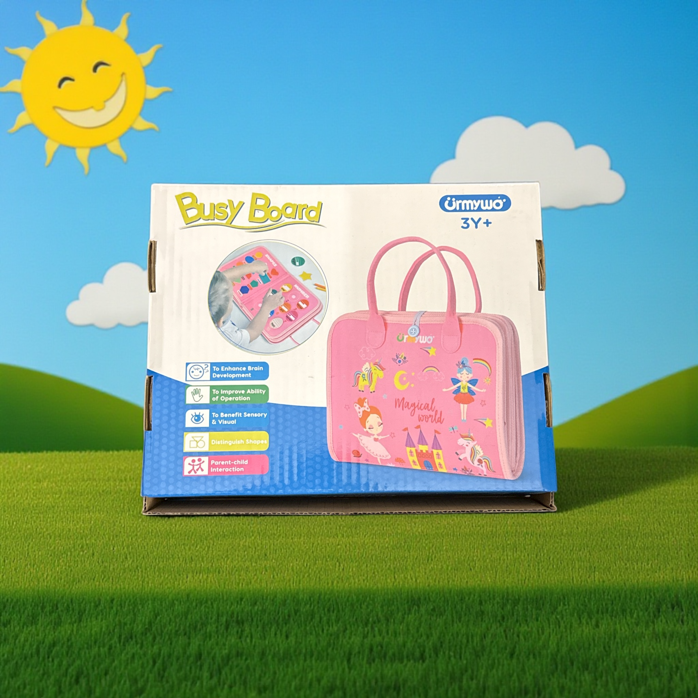 Busy Board Montessori Toy for Toddlers 1-4 Years - Fine Motor Skills & Sensory Learning