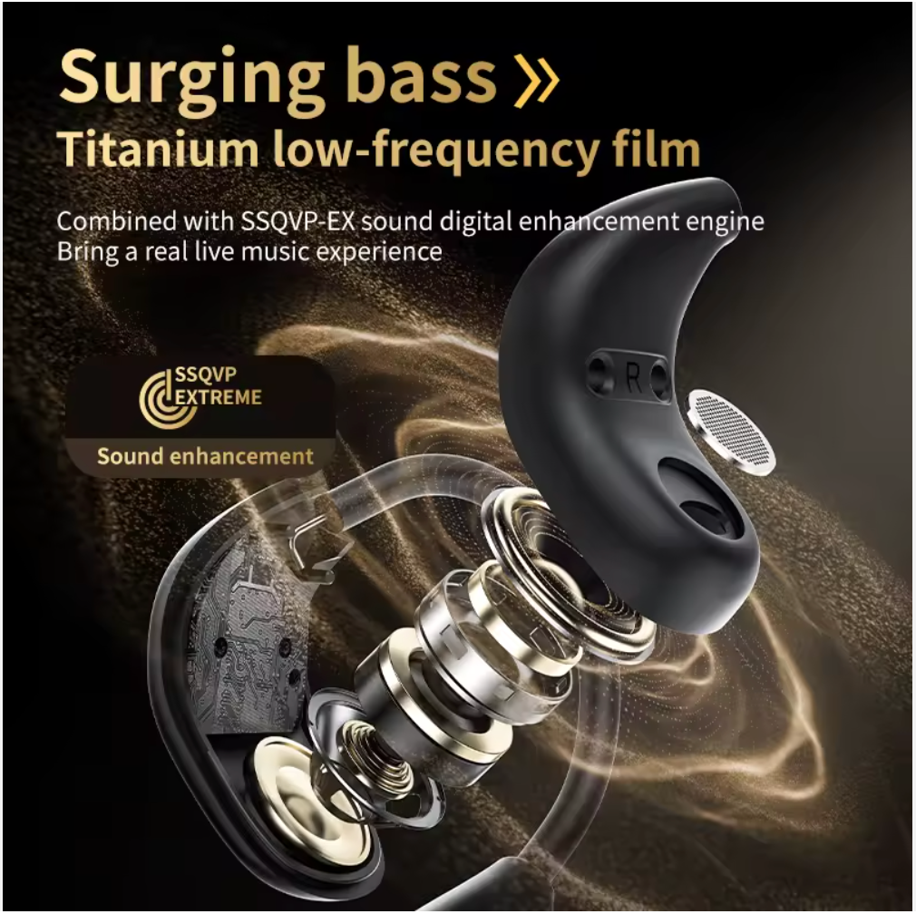 LX80 Full Touch Screen OWS Wireless Headphones - ANC/ENC Open Ear Earbuds with LED Display