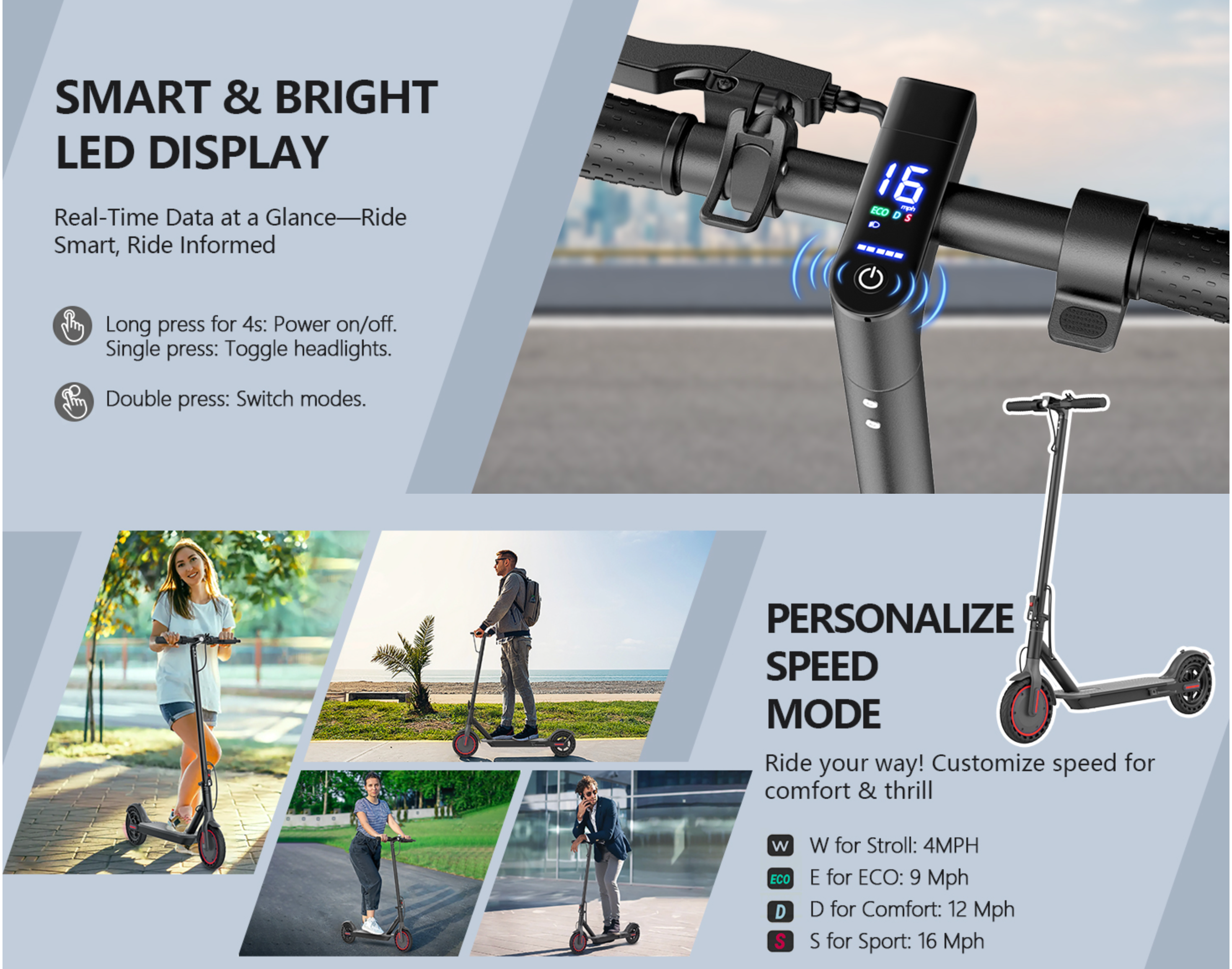 MAXSHOT V-7 Electric Scooter - 350W Motor, 16 Mile Range, Foldable Urban Commuter