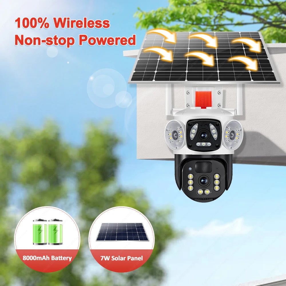 Beenocam 4k Outdoor Solar Security Camera, Wireless 8MP PTZ, Night Vision