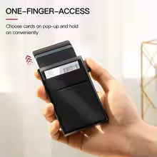 Men's Minimalist Slim RFID Blocking Wallet Pop Up Card Holder Wallet for Men