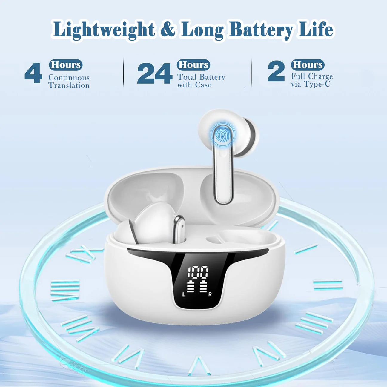 V19 Global Pro AI translating earbuds two-way real-time