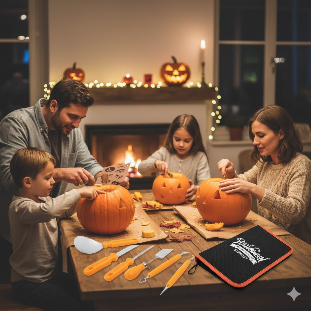 22-Piece Pumpkin Carving Kit with Stainless Steel Tools & Stencils