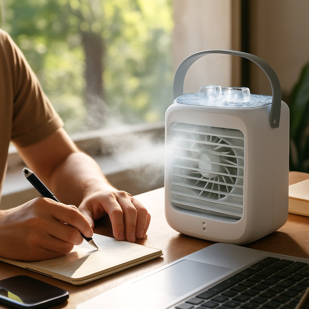 Portable Air Cooler Personal Evaporative Mist Desk Fan - lifestyle 3
