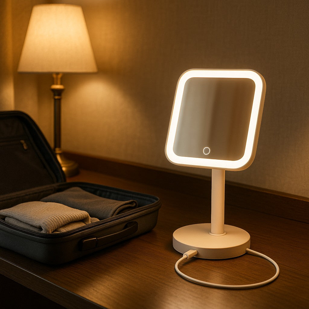 Ginedo LED Makeup Mirror Desktop & Handheld 1X/10X 3 Colors - lifestyle 5