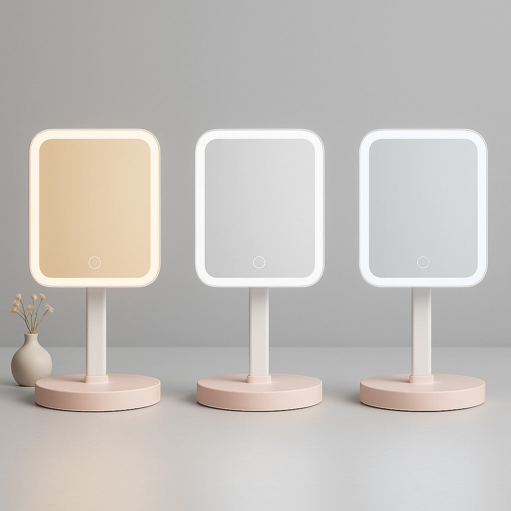 Ginedo LED Makeup Mirror Desktop & Handheld 1X/10X 3 Colors - lifestyle 6