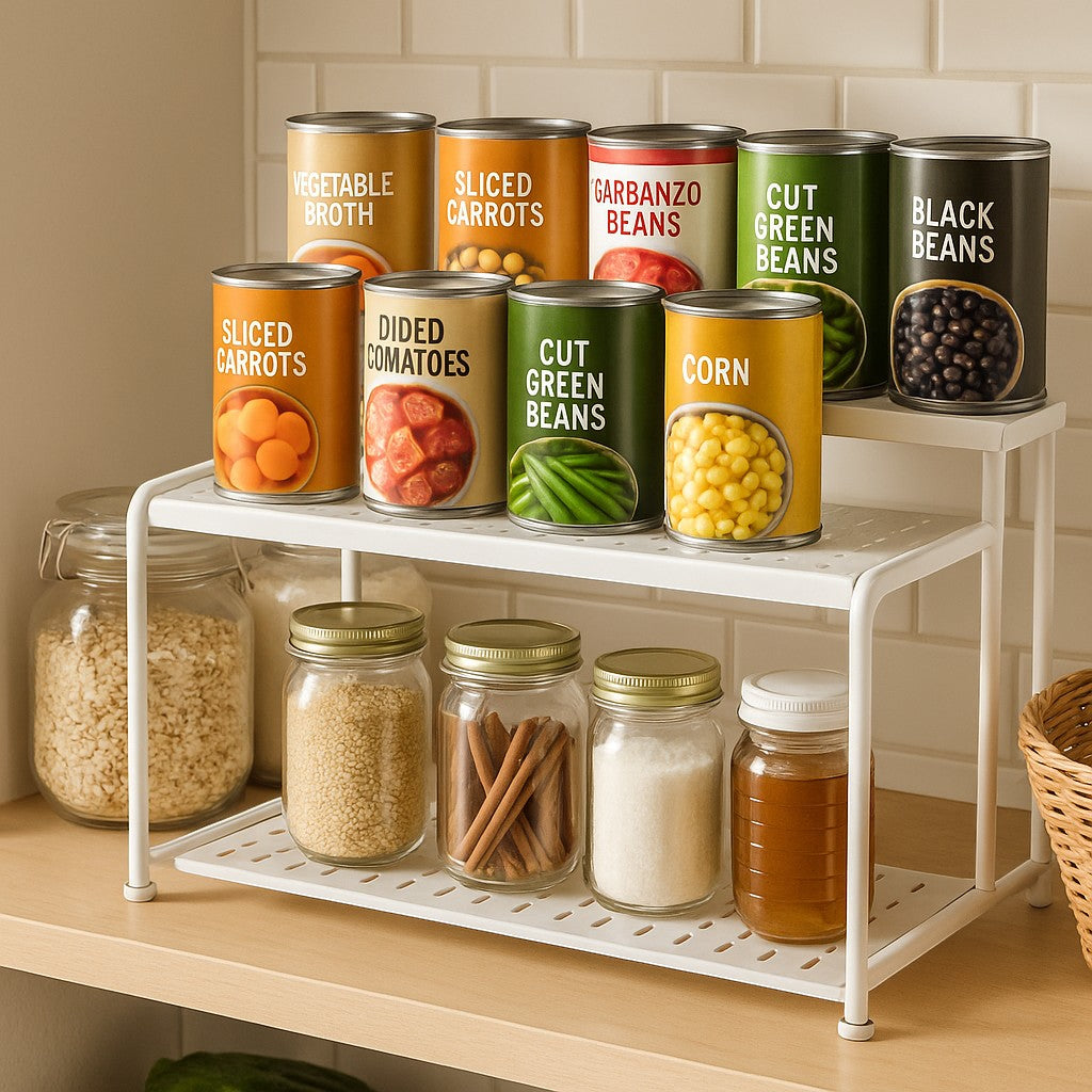 Under Sink Organizer 2-Tier Laundry & Pantry Shelf White - lifestyle 5