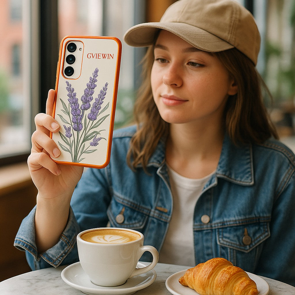 GVIEWIN Samsung Galaxy S25 FE Case Floral Blue - lifestyle 1