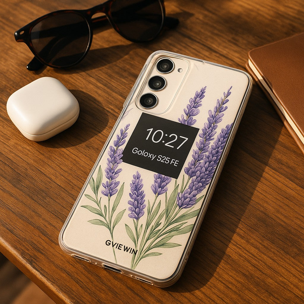 GVIEWIN Samsung Galaxy S25 FE Case Floral Blue - lifestyle 2