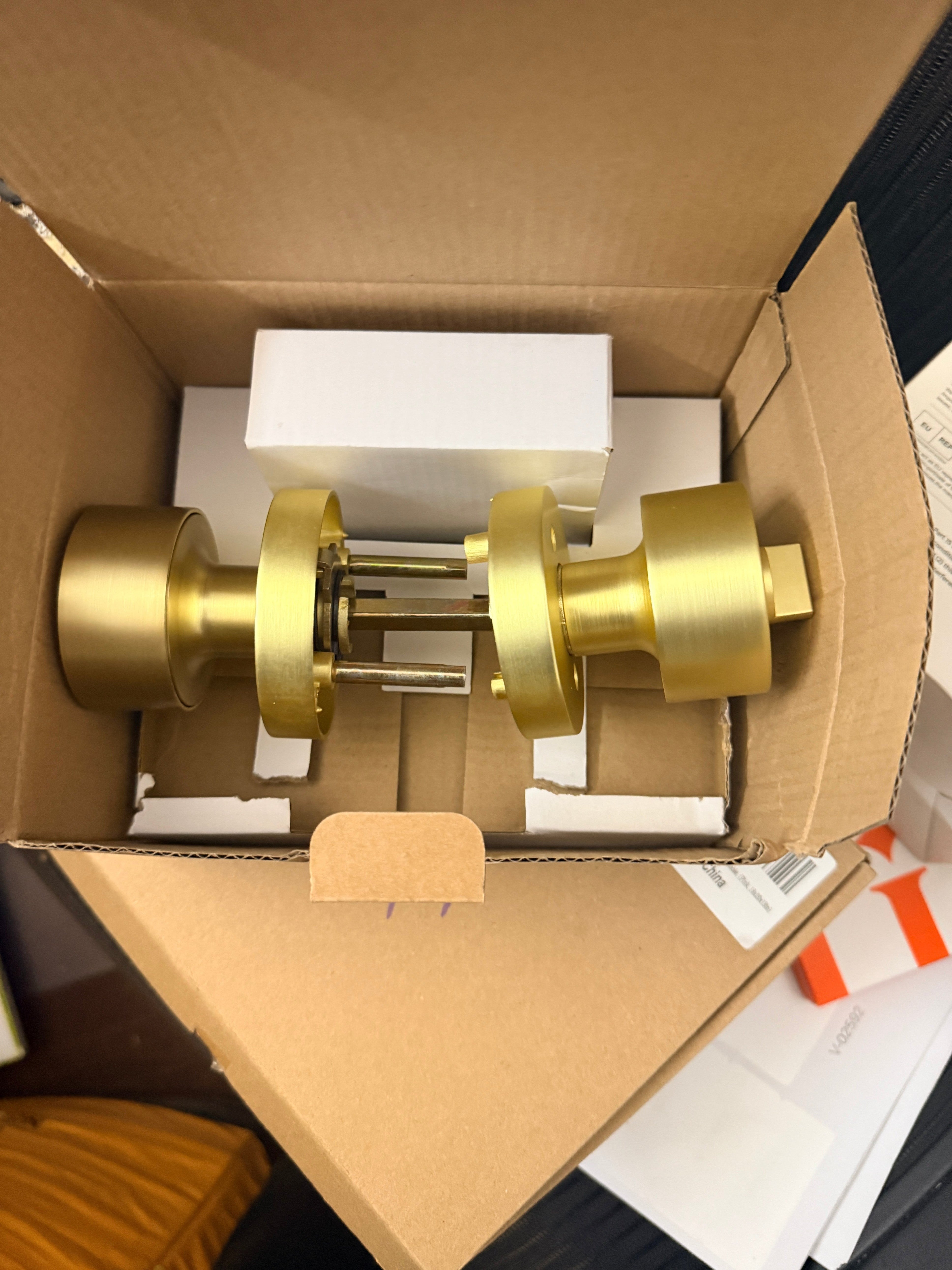 goldenwarm Brushed Gold Door Knob Bedroom Bathroom - package front (truth)
